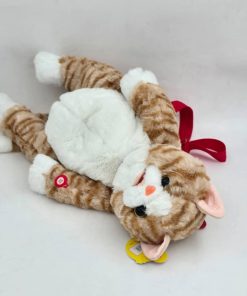 کوله پشتی پولیشی موزیکال طرح گربه نارنجی آفتابی به حالت خوابیده