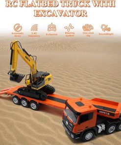تریلی کنترلی شارژی در حال حرکت روی جاده شنی