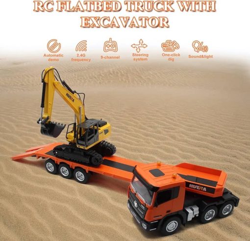 تریلی کنترلی شارژی در حال حرکت روی جاده شنی