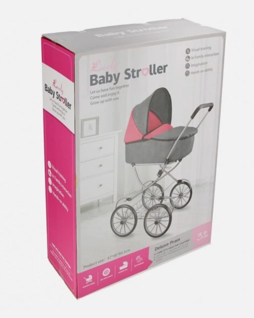کالسکه سبک نوزاد با سایبان محافظ Lovely Baby Stroller در جعبه با جزئیات محصول.