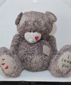 عروسک خرس عاشقانه I Love You شکم گنده خاکستری - هدیه ولنتاین دکوراسیون