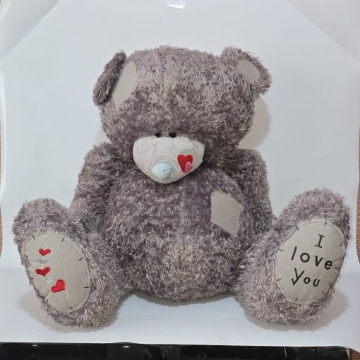 عروسک خرس عاشقانه I Love You شکم گنده خاکستری - هدیه ولنتاین دکوراسیون