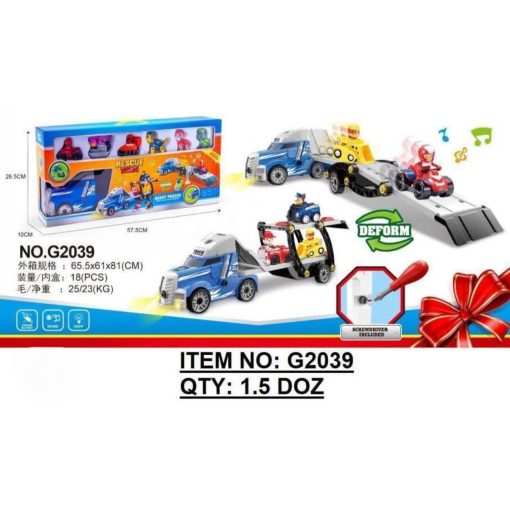 کامیون سگ نگهبان مدل Heavy Truck موزیکال و چراغ‌دار تبدیل‌شونده مناسب کودک - Image 2