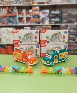 اتوبوس بلزدار هانگر مدل Happy Bus با پیانو و قطعات اشکال آموزشی کودک