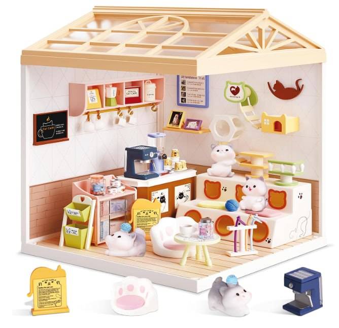 کیت ساختنی مینیاتوری کافه گربهها کد 4589 مدل DREAMY LED اصل و 145 قطعه